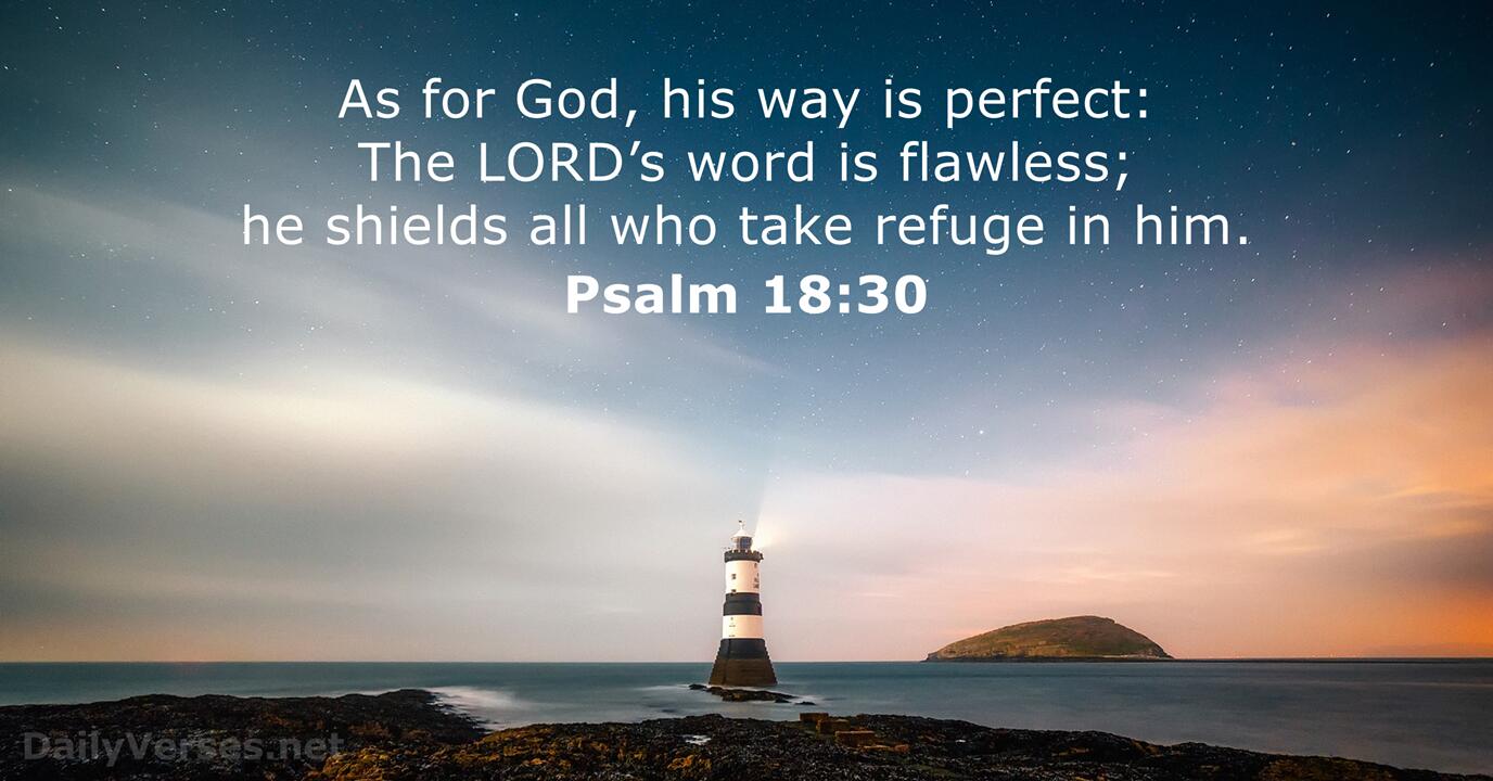 As for God, his way is perfect; the word of the Lord is flawless. He is a  shield for all who take refuge in him. ~Psalms 18:30…