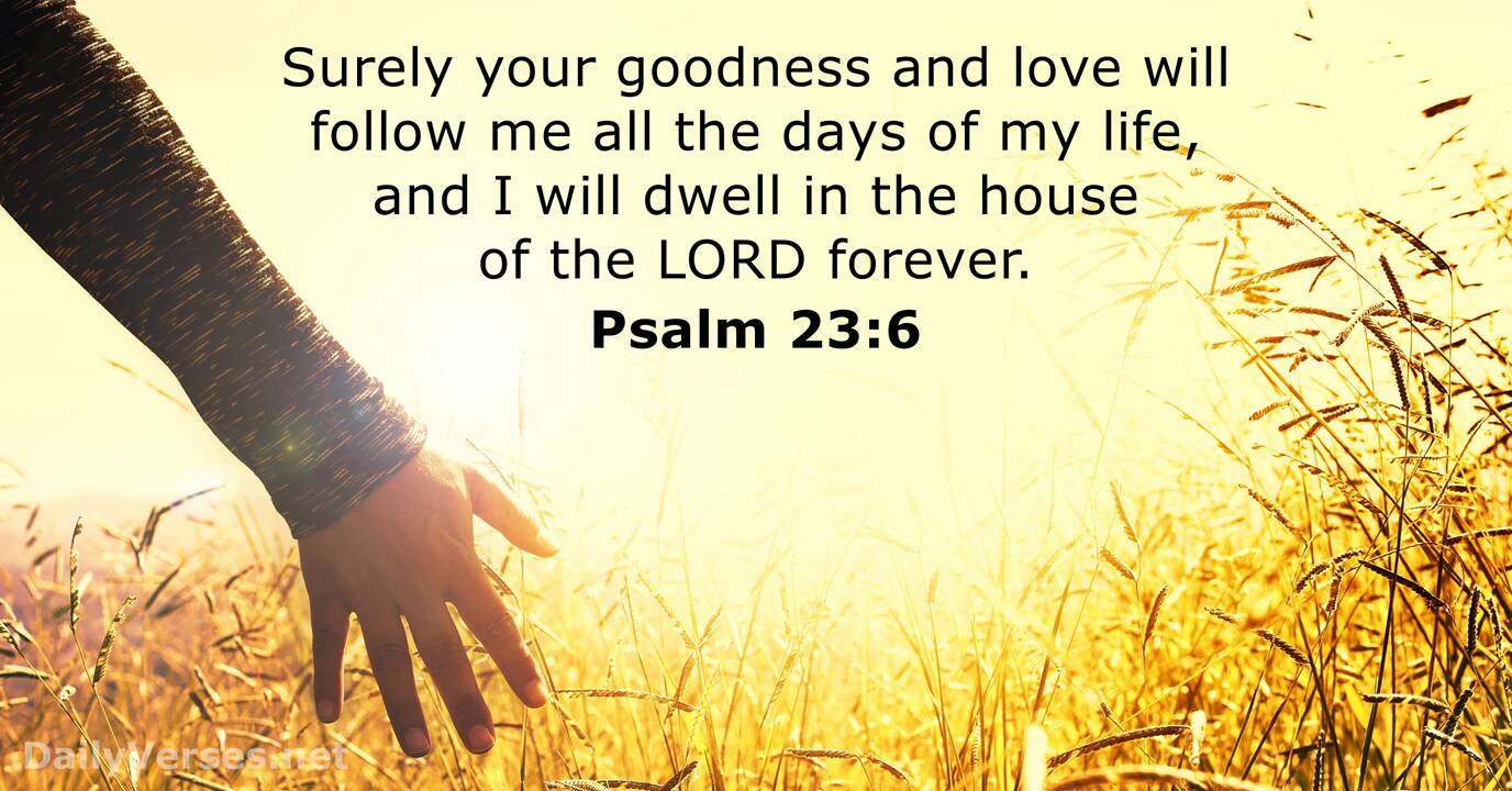 Psalm 23:6 - Bible verse of the day - DailyVerses.net