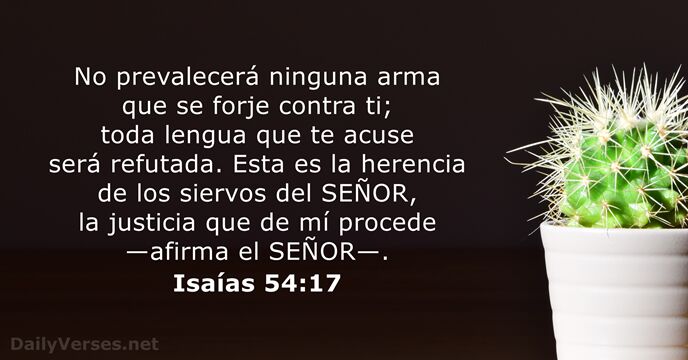 Isaías 54:17 - Versículo de la Biblia del día 