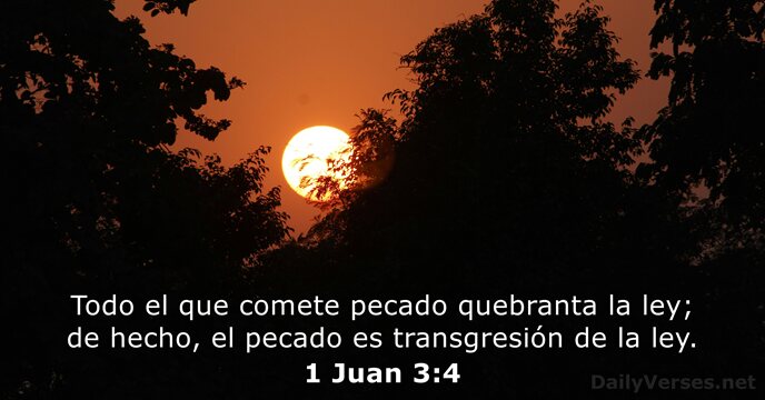 Todo el que comete pecado quebranta la ley; de hecho, el pecado… 1 Juan 3:4