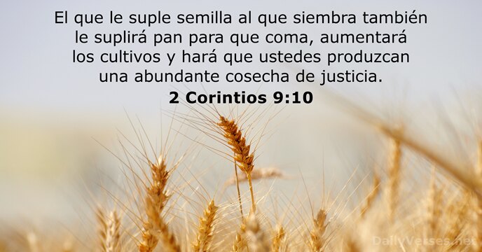 El que le suple semilla al que siembra también le suplirá pan… 2 Corintios 9:10