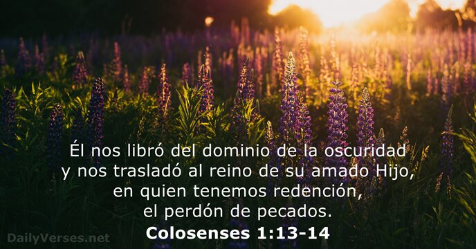 Él nos libró del dominio de la oscuridad y nos trasladó al… Colosenses 1:13-14