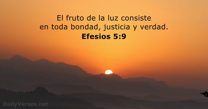 El fruto de la luz consiste en toda bondad, justicia y verdad. Efesios 5:9