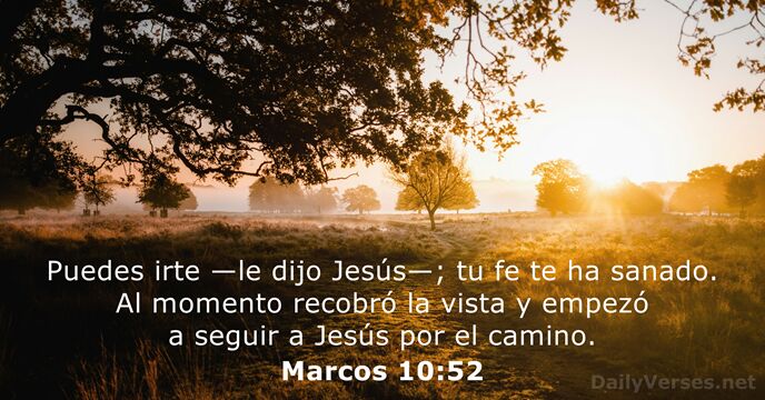 Puedes irte —le dijo Jesús—; tu fe te ha sanado. Al momento… Marcos 10:52