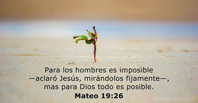 Para los hombres es imposible —aclaró Jesús, mirándolos fijamente—, mas para Dios… Mateo 19:26