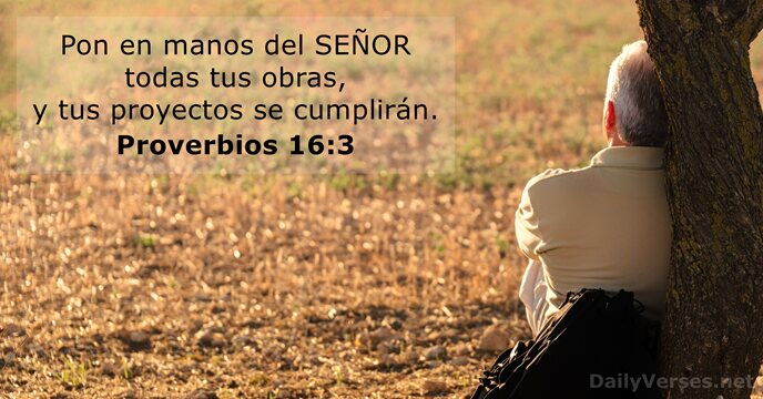 Pon en manos del SEÑOR todas tus obras, y tus proyectos se cumplirán. Proverbios 16:3