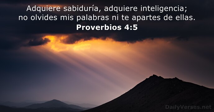 Adquiere sabiduría, adquiere inteligencia; no olvides mis palabras ni te apartes de ellas. Proverbios 4:5
