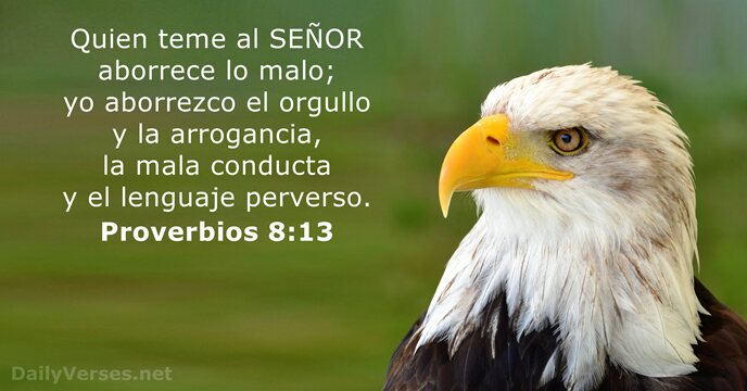 Quien teme al SEÑOR aborrece lo malo; yo aborrezco el orgullo y… Proverbios 8:13