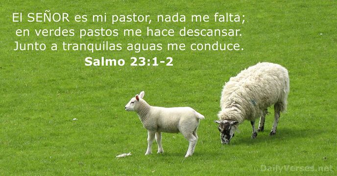 El SEÑOR es mi pastor, nada me falta; en verdes pastos me… Salmo 23:1-2