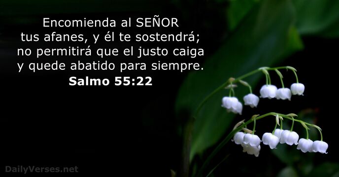 Encomienda al SEÑOR tus afanes, y él te sostendrá; no permitirá que… Salmo 55:22