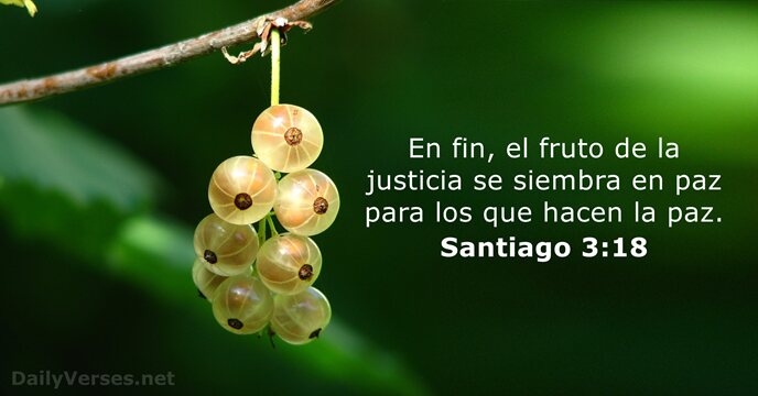 En fin, el fruto de la justicia se siembra en paz para… Santiago 3:18
