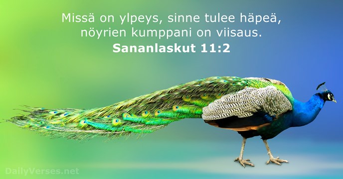 Missä on ylpeys, sinne tulee häpeä, nöyrien kumppani on viisaus. Sananlaskut 11:2