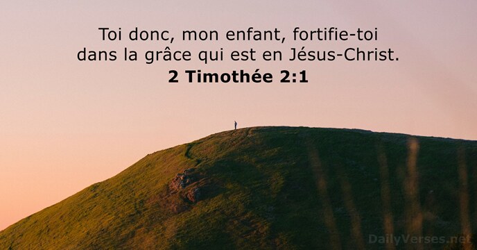 Toi donc, mon enfant, fortifie-toi dans la grâce qui est en Jésus-Christ. 2 Timothée 2:1