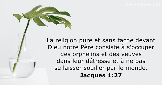La religion pure et sans tache devant Dieu notre Père consiste à… Jacques 1:27
