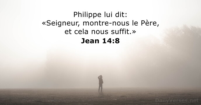 Philippe lui dit: «Seigneur, montre-nous le Père, et cela nous suffit.» Jean 14:8