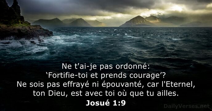 Ne t'ai-je pas ordonné: ‘Fortifie-toi et prends courage’? Ne sois pas effrayé… Josué 1:9