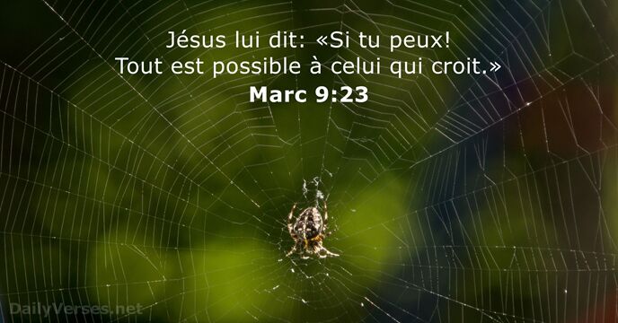 Jésus lui dit: «Si tu peux! Tout est possible à celui qui croit.» Marc 9:23