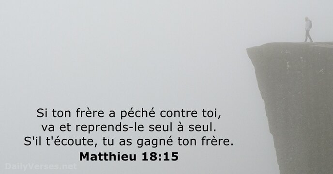 Si ton frère a péché contre toi, va et reprends-le seul à… Matthieu 18:15