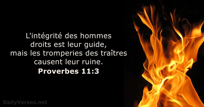 L'intégrité des hommes droits est leur guide, mais les tromperies des traîtres… Proverbes 11:3