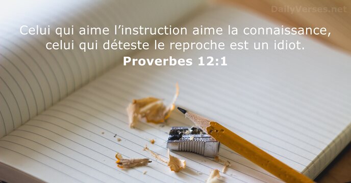 Celui qui aime l’instruction aime la connaissance, celui qui déteste le reproche… Proverbes 12:1