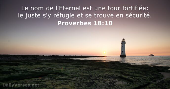 Le nom de l'Eternel est une tour fortifiée: le juste s'y réfugie… Proverbes 18:10