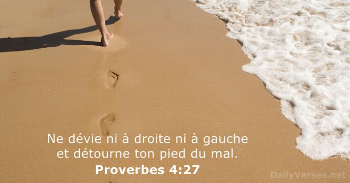 Ne dévie ni à droite ni à gauche et détourne ton pied du mal. Proverbes 4:27