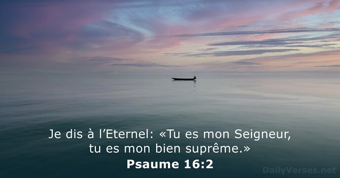 Je dis à l’Eternel: «Tu es mon Seigneur, tu es mon bien suprême.» Psaume 16:2