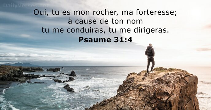 Oui, tu es mon rocher, ma forteresse; à cause de ton nom… Psaume 31:4