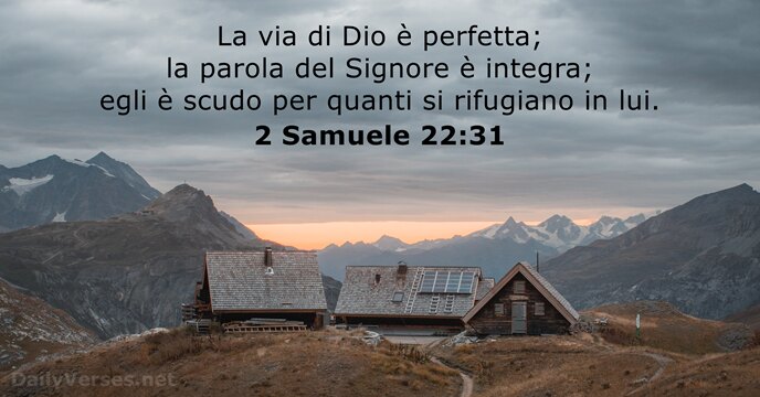La via di Dio è perfetta; la parola del Signore è integra… 2 Samuele 22:31