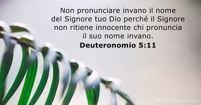 Non pronunciare invano il nome del Signore tuo Dio perché il Signore… Deuteronomio 5:11