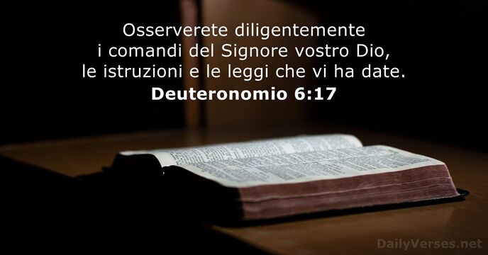 Osserverete diligentemente i comandi del Signore vostro Dio, le istruzioni e le… Deuteronomio 6:17