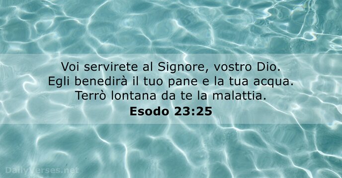 Voi servirete al Signore, vostro Dio. Egli benedirà il tuo pane e… Esodo 23:25