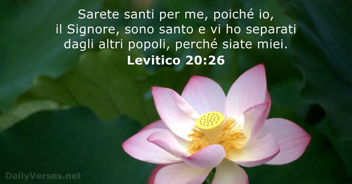 Sarete santi per me, poiché io, il Signore, sono santo e vi… Levitico 20:26