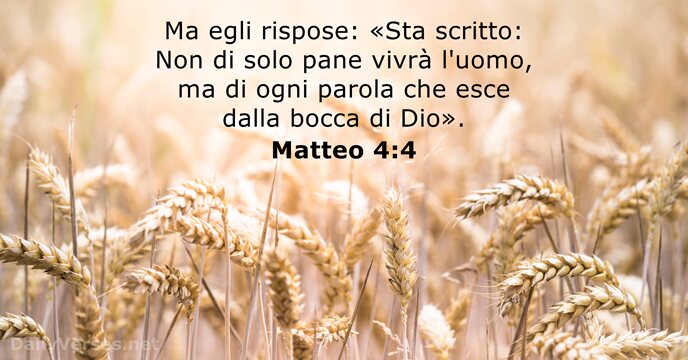 Ma egli rispose: «Sta scritto: Non di solo pane vivrà l'uomo, ma… Matteo 4:4
