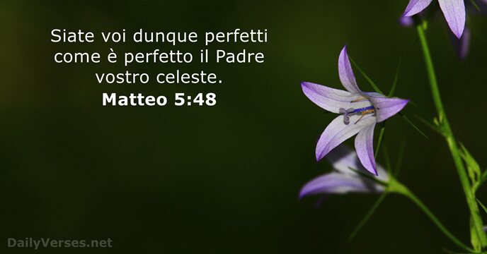 Siate voi dunque perfetti come è perfetto il Padre vostro celeste. Matteo 5:48