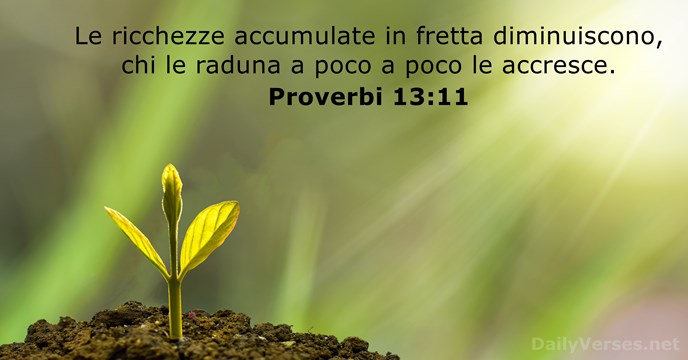 Le ricchezze accumulate in fretta diminuiscono, chi le raduna a poco a… Proverbi 13:11