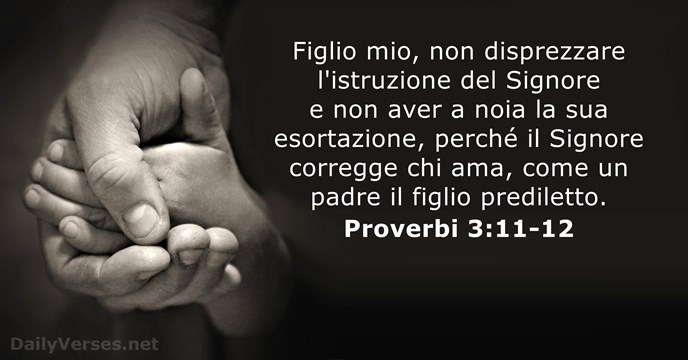 Figlio mio, non disprezzare l'istruzione del Signore e non aver a noia… Proverbi 3:11-12