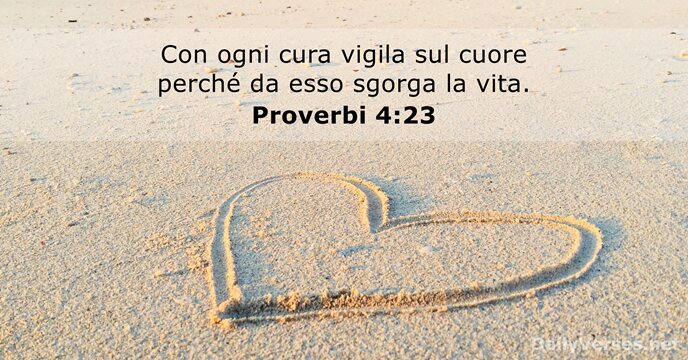 Con ogni cura vigila sul cuore perché da esso sgorga la vita. Proverbi 4:23