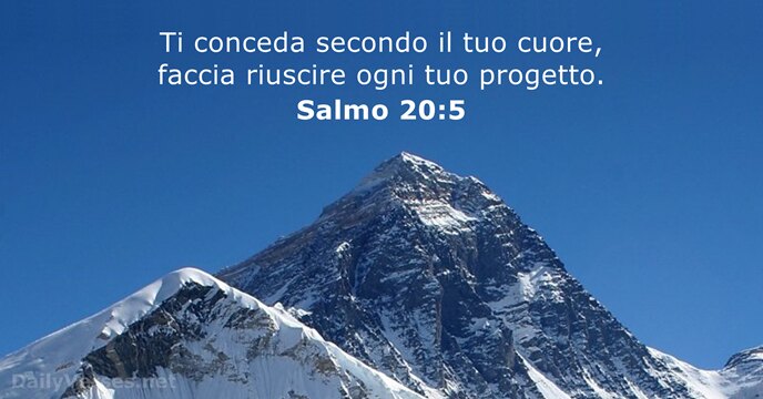 Ti conceda secondo il tuo cuore, faccia riuscire ogni tuo progetto. Salmo 20:5