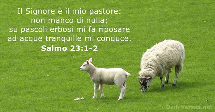 Il Signore è il mio pastore: non manco di nulla; su pascoli… Salmo 23:1-2