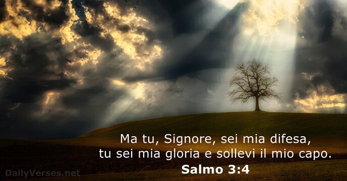 Ma tu, Signore, sei mia difesa, tu sei mia gloria e sollevi… Salmo 3:4