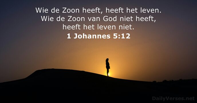 Wie de Zoon heeft, heeft het leven. Wie de Zoon van God… 1 Johannes 5:12