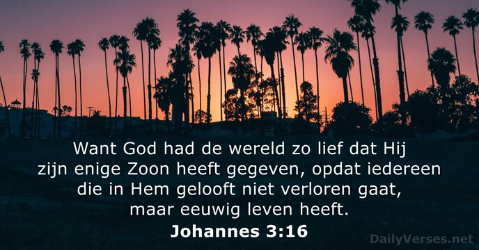 Want God had de wereld zo lief dat Hij zijn enige Zoon… Johannes 3:16