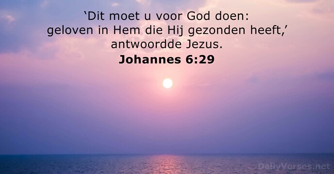 ‘Dit moet u voor God doen: geloven in Hem die Hij gezonden… Johannes 6:29