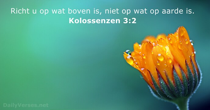 Richt u op wat boven is, niet op wat op aarde is. Kolossenzen 3:2