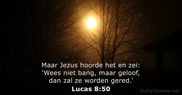 Maar Jezus hoorde het en zei: ‘Wees niet bang, maar geloof, dan… Lucas 8:50