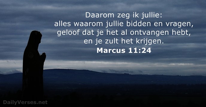 Daarom zeg Ik jullie: alles waarom jullie bidden en vragen, geloof dat… Marcus 11:24