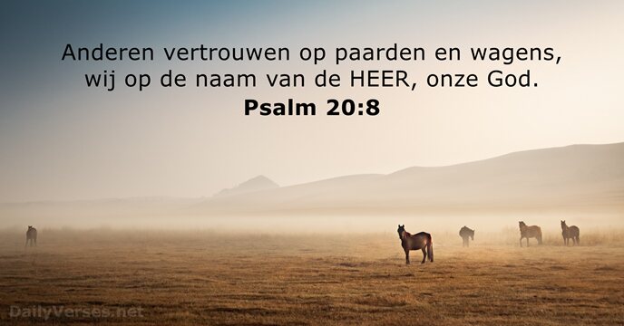 Anderen vertrouwen op paarden en wagens, wij op de naam van de… Psalm 20:8
