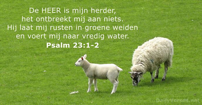 De HEER is mijn herder, het ontbreekt mij aan niets. Hij laat… Psalm 23:1-2