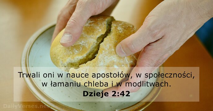 Trwali oni w nauce apostołów, w społeczności, w łamaniu chleba i w modlitwach. Dzieje 2:42